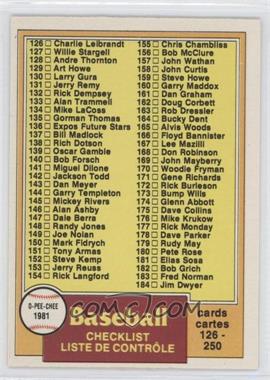 1981 O-Pee-Chee - [Base] - White Back #241 - Checklist