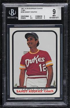 1981 TCMA Minor League - [Base] #933 - Sandy Koufax [BGS 9 MINT]