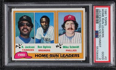 1981 Topps - [Base] #2 - League Leaders - Reggie Jackson, Ben Oglivie, Mike Schmidt [PSA 2 GOOD]
