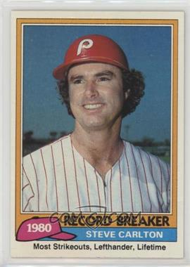 1981 Topps - [Base] #202.1 - Record Breaker - Steve Carlton (Black Border Above Top Brown Line)