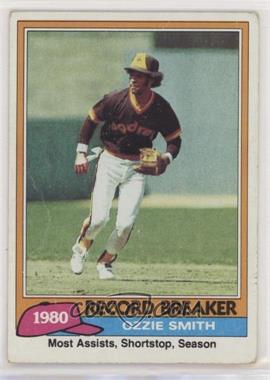 1981 Topps - [Base] #207 - Record Breaker - Ozzie Smith [Good to VG‑EX]