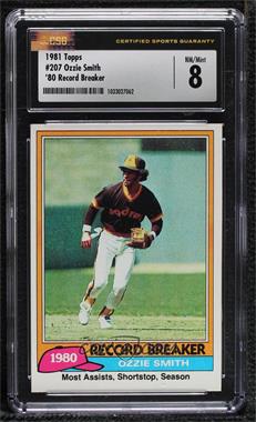 1981 Topps - [Base] #207 - Record Breaker - Ozzie Smith [CSG 8 NM/Mint]