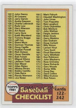 1981 Topps - [Base] #241 - Checklist - Cards 122-242