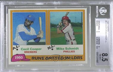 1981 Topps - [Base] #3 - League Leaders - Cecil Cooper, Mike Schmidt [BGS 8.5 NM‑MT+]