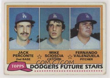 1981 Topps - [Base] #302 - Future Stars - Jack Perconte, Mike Scioscia, Fernando Valenzuela [EX to NM]