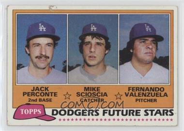1981 Topps - [Base] #302 - Future Stars - Jack Perconte, Mike Scioscia, Fernando Valenzuela [Noted]
