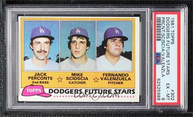 1981 Topps - [Base] #302 - Future Stars - Jack Perconte, Mike Scioscia, Fernando Valenzuela [PSA 6 EX‑MT]