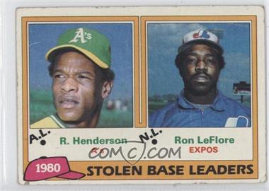 1981 Topps - [Base] #4 - League Leaders - Rickey Henderson, Ron LeFlore [Noted]