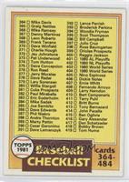 Checklist - Cards 364-484