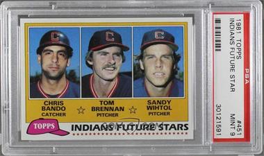 1981 Topps - [Base] #451 - Future Stars - Chris Bando, Tom Brennan, Sandy Wihtol [PSA 9 MINT]