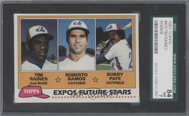 1981 Topps - [Base] #479 - Future Stars - Tim Raines, Roberto Ramos, Bobby Pate [SGC 84 NM 7]