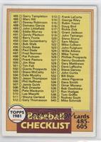 Checklist - Cards 485-605