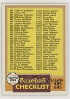 Checklist - Cards 485-605