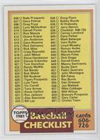 Checklist - Cards 606-726