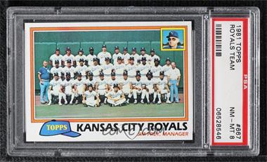 1981 Topps - [Base] #667 - Team Checklist - Kansas City Royals [PSA 8 NM‑MT]