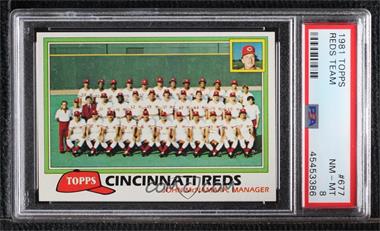 1981 Topps - [Base] #677 - Team Checklist - Cincinnati Reds [PSA 8 NM‑MT]