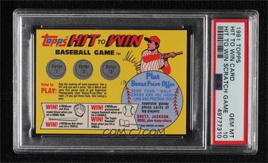 1981 Topps - Hit To Win Scratch Game #_NNO - Hit To Win Baseball Game [PSA 10 GEM MT]