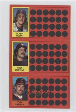 1981 Topps Baseball Scratch-Off - [Base] #10-28-46 - Robin Yount, Rick Cerone, Toby Harrah
