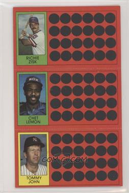 1981 Topps Baseball Scratch-Off - [Base] #16-34-52 - Richie Zisk, Chet Lemon, Tommy John