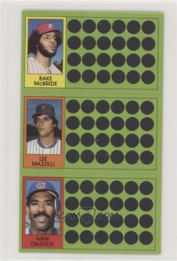 1981 Topps Baseball Scratch-Off - [Base] #58-75-94 - Bake McBride, Lee Mazzilli, Ivan De Jesus