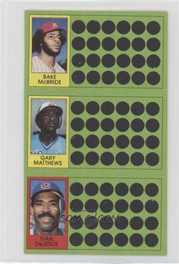 1981 Topps Baseball Scratch-Off - [Base] #58-76-94 - Bake McBride, Gary Matthews, Ivan De Jesus