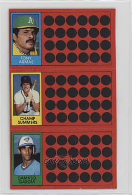 1981 Topps Baseball Scratch-Off - [Base] #6-24-42 - Tony Armas, Champ Summers, Damaso Garcia