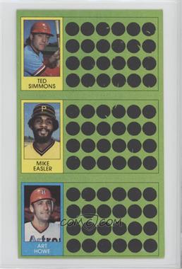 1981 Topps Baseball Scratch-Off - [Base] #63-81-99 - Ted Simmons, Mike Easler, Art Howe