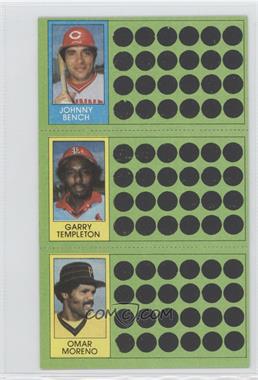 1981 Topps Baseball Scratch-Off - [Base] #64-82-100 - Johnny Bench, Garry Templeton, Omar Moreno