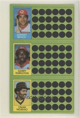 1981 Topps Baseball Scratch-Off - [Base] #64-82-100 - Johnny Bench, Garry Templeton, Omar Moreno