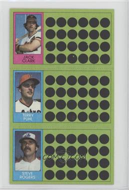 1981 Topps Baseball Scratch-Off - [Base] #70-88-106 - Jack Clark, Terry Puhl, Steve Rogers [EX to NM]