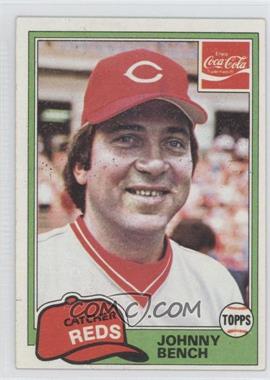 1981 Topps Coca-Cola Team Sets - Cincinnati Reds #1 - Johnny Bench