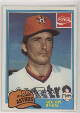 1981 Topps Coca-Cola Team Sets - Houston Astros #9 - Nolan Ryan