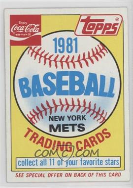 1981 Topps Coca-Cola Team Sets - New York Mets #HEAD - New York Mets Team