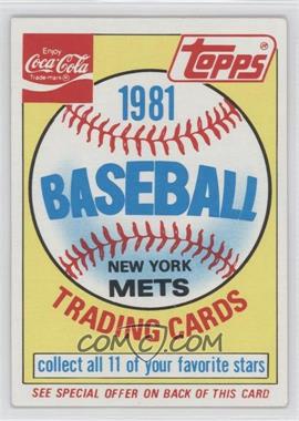 1981 Topps Coca-Cola Team Sets - New York Mets #HEAD - New York Mets Team