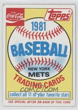 1981 Topps Coca-Cola Team Sets - New York Mets #HEAD - New York Mets Team