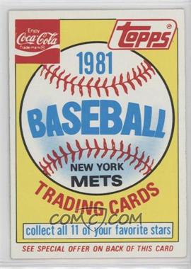 1981 Topps Coca-Cola Team Sets - New York Mets #HEAD - New York Mets Team