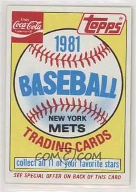 1981 Topps Coca-Cola Team Sets - New York Mets #HEAD - New York Mets Team