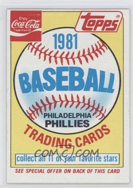 1981 Topps Coca-Cola Team Sets - Philadelphia Phillies #HEAD - Philadelphia Phillies Team