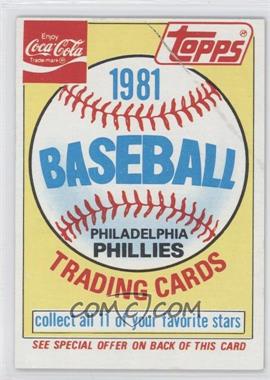 1981 Topps Coca-Cola Team Sets - Philadelphia Phillies #HEAD - Philadelphia Phillies Team