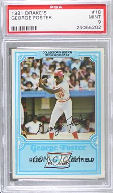 1981 Topps Drake's Big Hitters - [Base] #18 - George Foster [PSA 9 MINT]