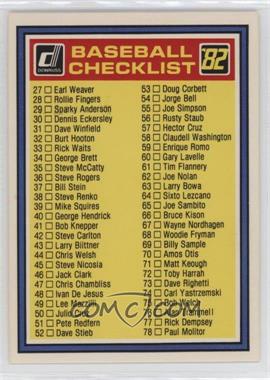 1982 Donruss - Checklists #_CHEC.1 - Checklist (27-130)