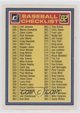 1982 Donruss - Checklists #_CHEC.4 - Checklist (339-442)
