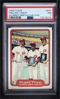 Mike Schmidt, Lonnie Smith, Steve Carlton [PSA 7 NM]