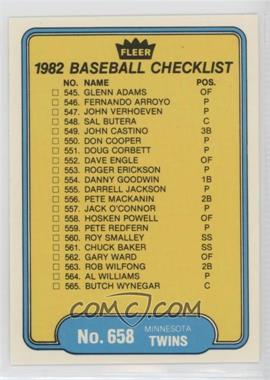 1982 Fleer - [Base] #658 - Checklist