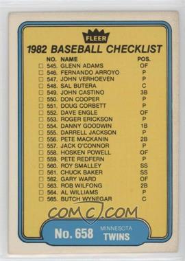 1982 Fleer - [Base] #658 - Checklist