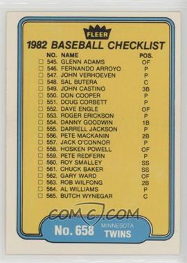 1982 Fleer - [Base] #658 - Checklist