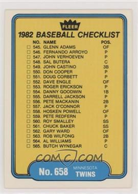 1982 Fleer - [Base] #658 - Checklist