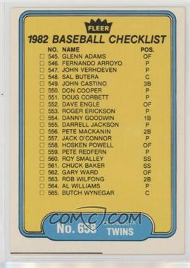 1982 Fleer - [Base] #658 - Checklist