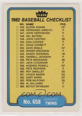 1982 Fleer - [Base] #658 - Checklist