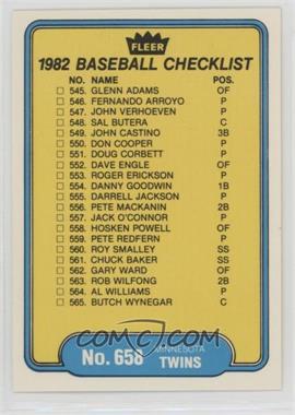 1982 Fleer - [Base] #658 - Checklist